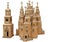 Model of the wooden cathedral, church, church on a white background. A gift, a souvenir.