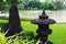 Modeled Japanese pavilion carved from black stone