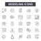 Modeling concept line icons, signs, vector set, linear concept, outline illustration