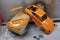 Modeling scale models. Paint the spoiler, trunk lid and toy body in a bright orange color