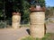 Models of fortress towers made of rolls of straw