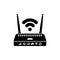 Modem flat black silhouette icon