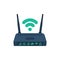 Modem flat icon. Router wireless with the antenna cartoon style.
