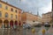 MODENA, ITALY: colorful city center buildings on a rainy day