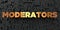 Moderators - Gold text on black background - 3D rendered royalty free stock picture