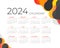 Modern 2024 new year calendar design template. Minimalist style calendar