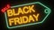 Modern 3d flyer with Black Friday sale neon on brick for promo video