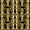 Modern 3d greek vector seamless borders pattern. Geometric abstract ornamental gold and black background. Repeat ornate patterned