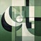 Modern Abstract Art: Green And White Geometric Forms With Dark Modernism