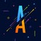 Modern abstract colorful alphabet with minimal design. Letter A. Abstract background with cool bright geometric elements