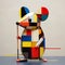 Modern Abstract Constructivism: Colored Toy Mouse Inspired By Mondrian
