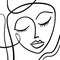 Modern Abstract Face Portrait Linear Ink Brush Line Art Current Contemporary Painting Fashion Vector Illustration Clipart