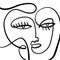 Modern Abstract Face Portrait Linear Ink Brush Line Art Current Contemporary Painting Fashion Vector Illustration Clipart