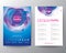Modern abstract fluid purple blue circle shape colors gradient on blue background. Template for Brochure, Flyer, Poster, leaflet