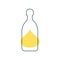 Modern abstract illustration with bottle tequila with yellow blob. Linear outline sign. Logo illustration on white background.