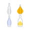 Modern abstract illustration with bottles vodka beer martini tequila and color blobs. Linear outline sign. Logo icon on white