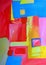 Modern Abstract Landscape Illustration - Painting with Squares Vivid Bright Primary Colors