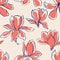 Modern abstract Magnolia flowers background. Floral Seamless pattern. Pastel scandinavian colors palette. Textile composition, h