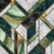 Modern abstract marble mosaic background, art deco wallpaper, artificial stone texture, green gold marbled tile, geometrical