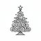 Modern abstract modernist Christmas tree concept as black and white logo. Xmas tree as a symbol of Christmas of the birth of the