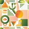 Modern Abstract Seamles Pattern in green and orange colors. Vector gradient elements and shapes