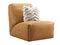 Modern adjustable brown leather upholstery chair with fur pillow. 3d render