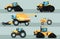 Modern agricultural vehicle isolated set