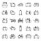 Modern air compressor icons set, outline style