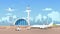 Modern Airport Terminal and Runaway Cartoon Vector