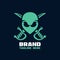 Modern alien pirate mascot logo