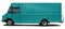 Modern American cargo minibus blue-green color side view.