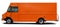 Modern American cargo minibus orange color side view.