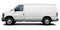Modern American cargo minibus white color side view.