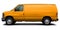 Modern American cargo minibus yellow color side view.