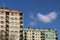 Modern apartment buildings. Architecture of the late Soviet period. Colorful architecture of the modern city. The dwelling house i