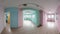 A modern apartment empty entrance hall with pink glass door generated by AI