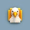 Modern App Logo With Seagull And Lego Face