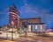 Modern architecture at Kop van Zuid at twilight, Rotterdam, The Netherlands