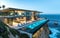 Modern architecture meets serene coastal living in this luxurious cliffside residence with panoramic ocean views and