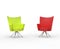 Modern armchairs - red and lime green