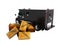 Modern armored black cargo van in boxes in the bank behind 3d re