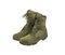 Modern army combat boots. NNew khaki shoes. Isolate on a white back