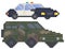 Modern army truck and police car for pixel-game design. Military technics, force heavy equipment