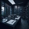 Modern Art Artistical Workspace, Office Building Interior, Dark Colors, Calm Mood, Working On Progect, Papers and Books,