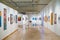 Modern art gallery space with paintings