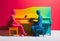 modern art illustration trend concept piano colourful performance people music. Generative AI.