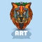Modern art therapy poster with multicolor totem lion