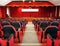 Modern Auditorium with Red Curtains