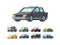 Modern automobiles models flat vector illustrations set