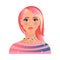 Modern avatar of young girl with pink hair and dress